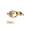 14K Yellow Gold Filled Hook Eye Clasp with Crystal: Jewelry Making Supply