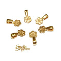 14K Yellow gold filled flower round Glue-on Pendant Bails, Jewelry making, bail with loop, Bail, Bail gold filled, Bail finding - 1 piece