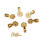 14K Yellow gold filled flower round Glue-on Pendant Bails, Jewelry making, bail with loop, Bail, Bail gold filled, Bail finding - 1 piece
