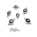 925 sterling silver round shiny beads with two closed rings size 6, 7 mm, Silver beads with loops, Jewelry making, Silver findings - 1 piece