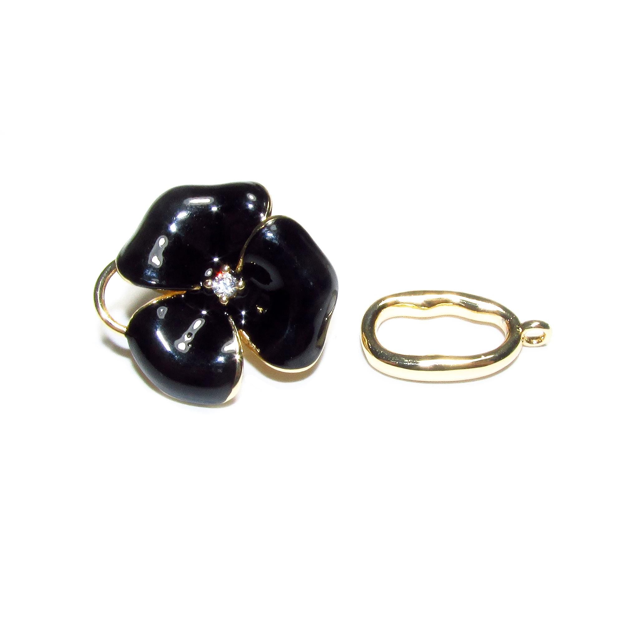 14K Yellow Gold Filled Hook Eye Clasp with Enamel: Jewelry Making (27mm, 1 Piece)