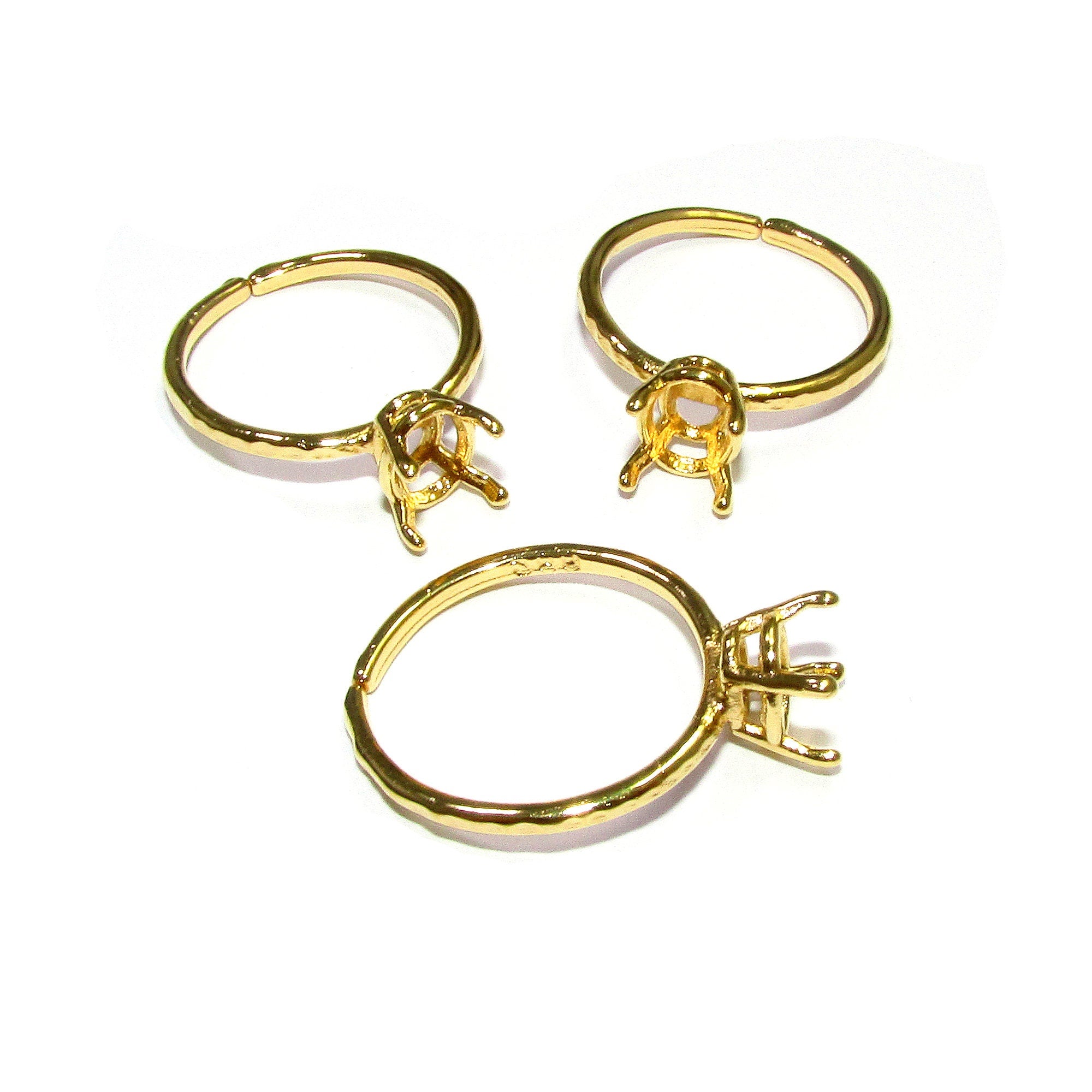 14K Yellow gold filled open blank ring with 4-prong setting 6x8 mm, Base ring, ring gold filled, Jewelry making, Setting - 1 piece