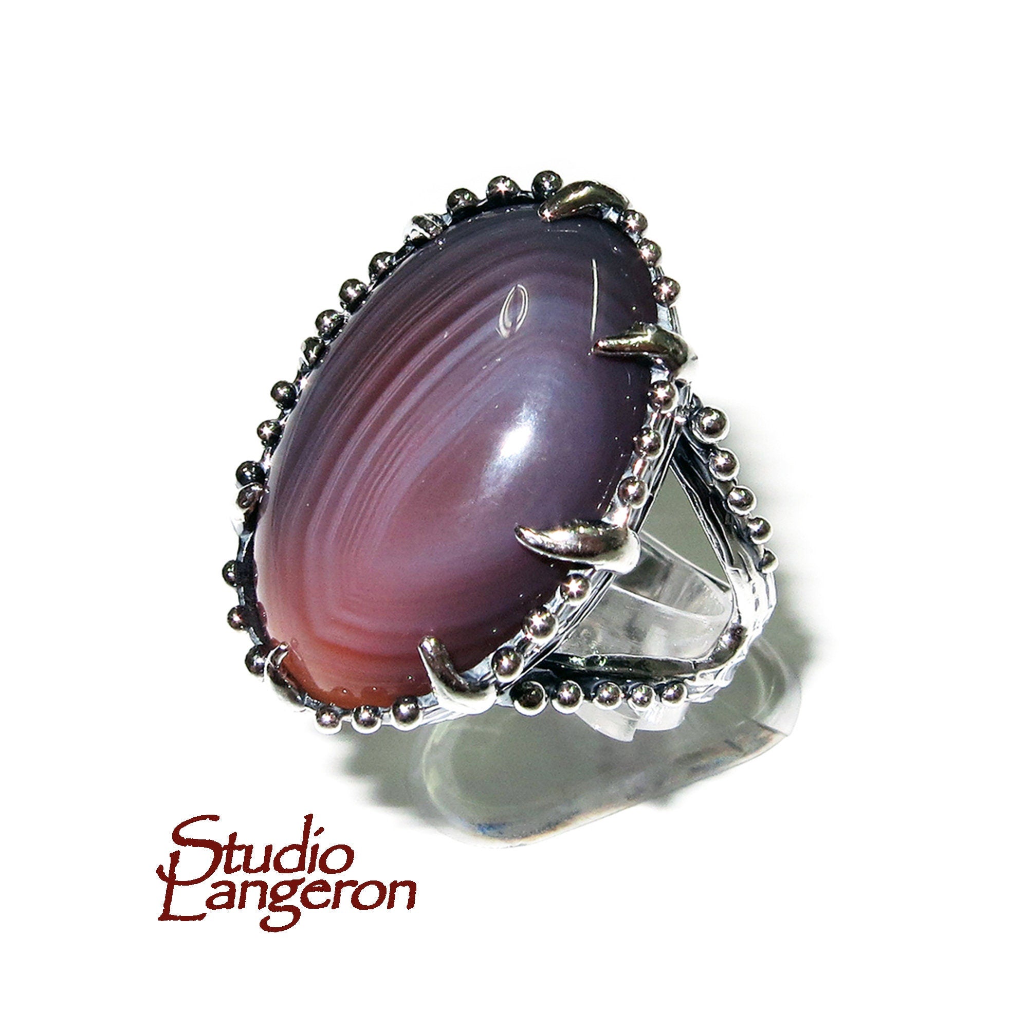 Statement Agate ring 925 sterling silver size 8 1/2, handmade ring, Botswana Agate, single copy, Agate, silver ring, gemstone - 1 piece