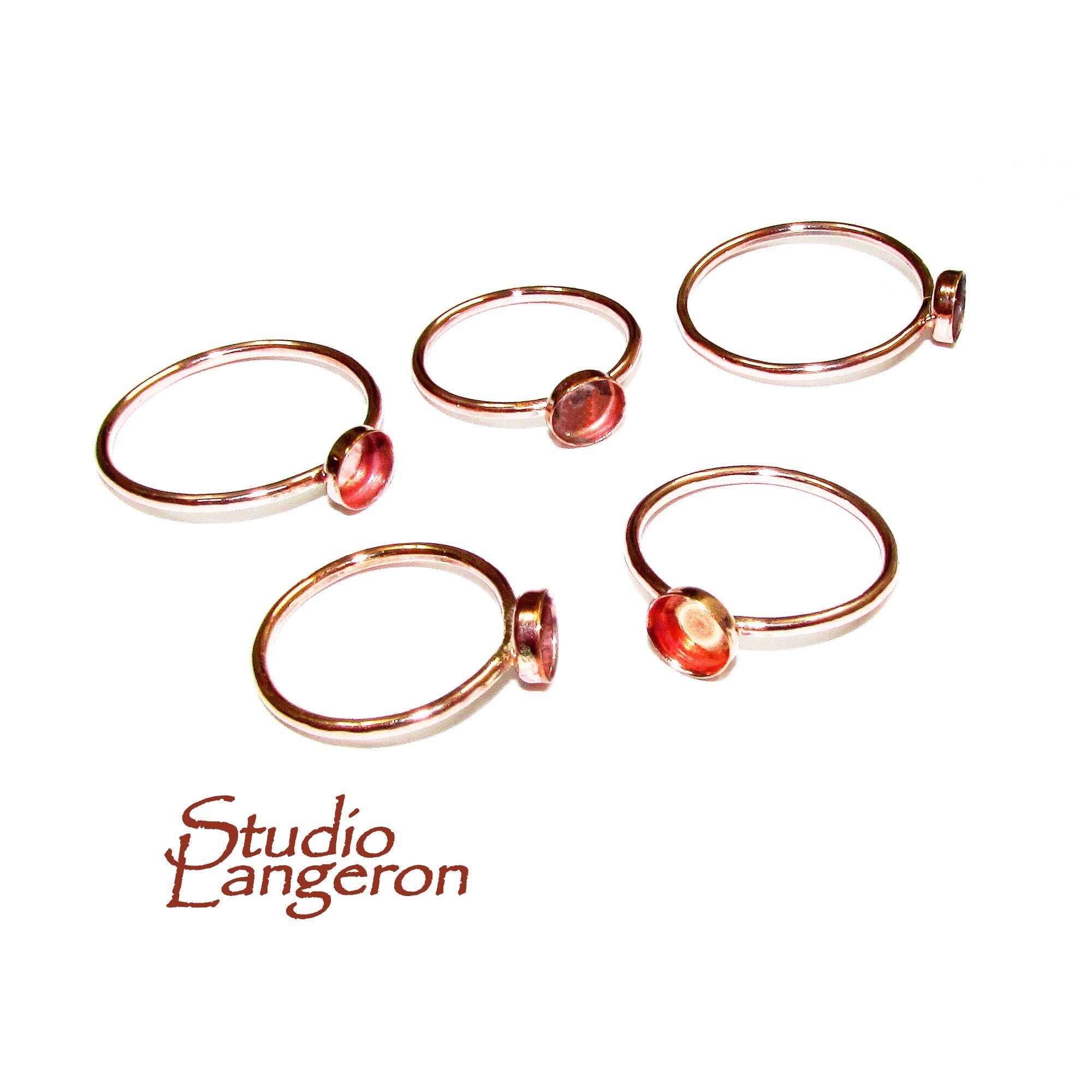 14K Rose solid gold blank ring with bezel cup 4 mm size 4 - 10, Base ring, Gold ring, bezel cup, Jewelry making, Setting - 1 piece