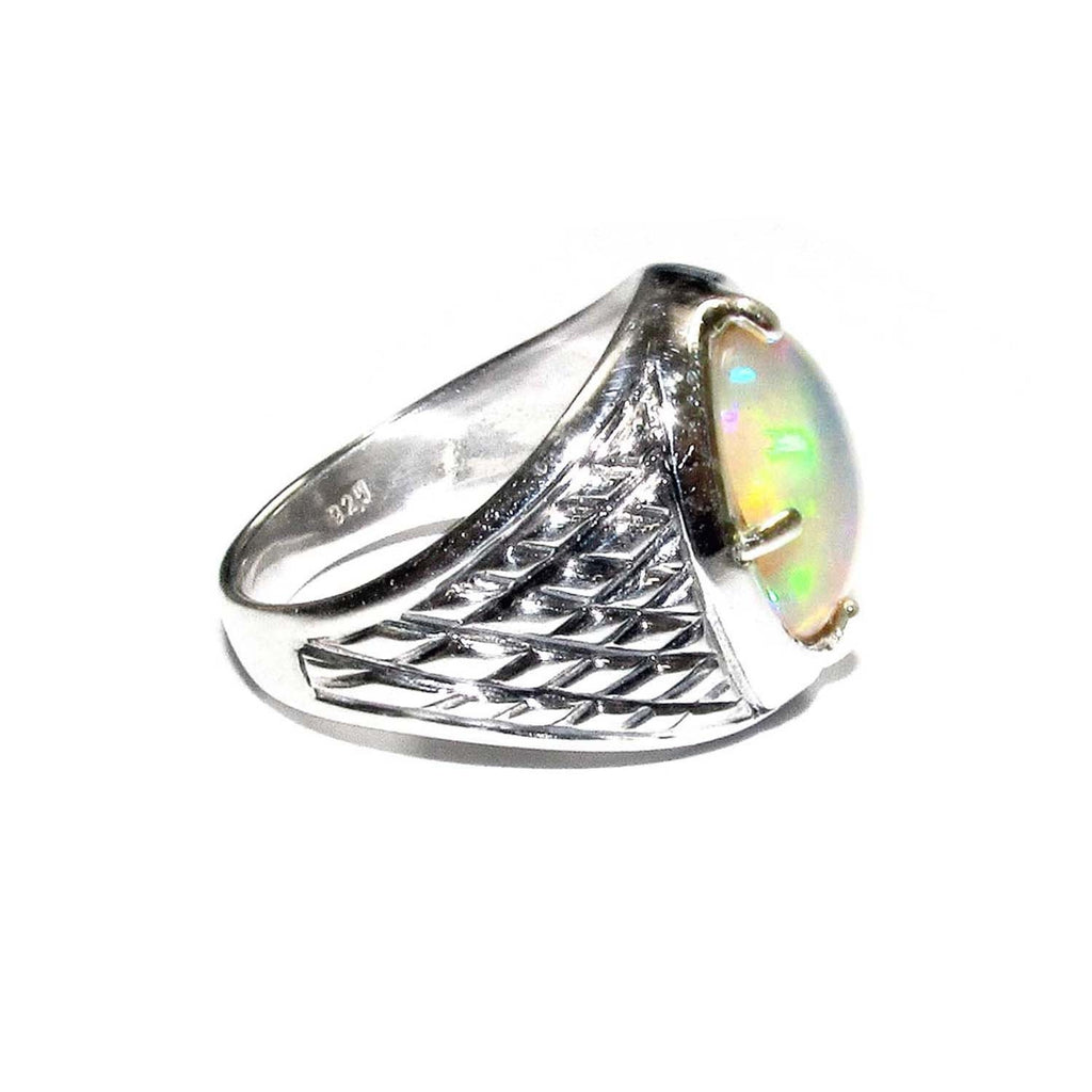 Statement Natural welo opal ring 925 sterling silver size 6 1/2, Handmade ring, single copy, sterling silver, Welo opal, silver ring