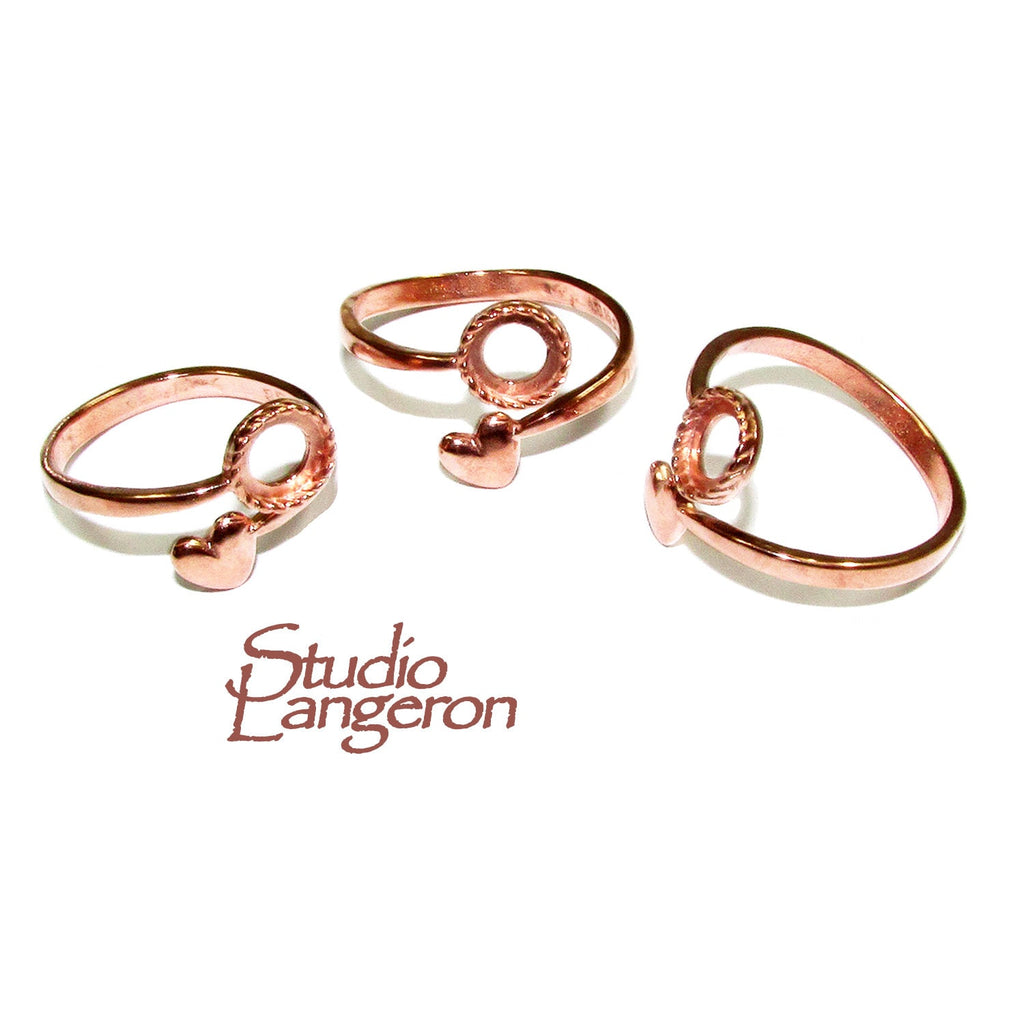 14K Rose gold filled open blank ring with bezel cup 6 mm, base ring, Setting, bezel cup, ring gold filled, Jewelry making - 1 piece