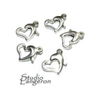 925 Sterling Silver Heart Clasp with Ring size 9.5x8.0mm, Heart Spring Clasp, Sterling silver, Silver clasp, Jewelry making - 1 piece