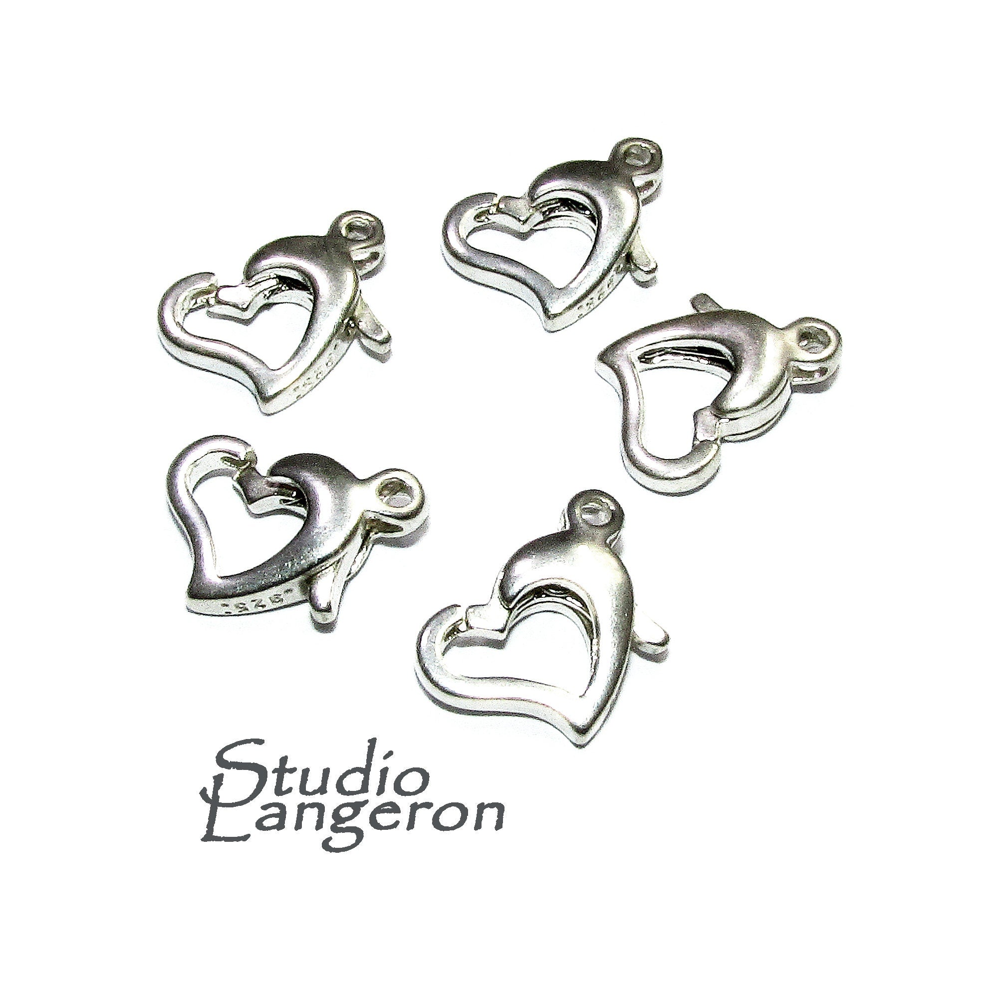 925 Sterling Silver Heart Clasp with Ring size 9.5x8.0mm, Heart Spring Clasp, Sterling silver, Silver clasp, Jewelry making - 1 piece