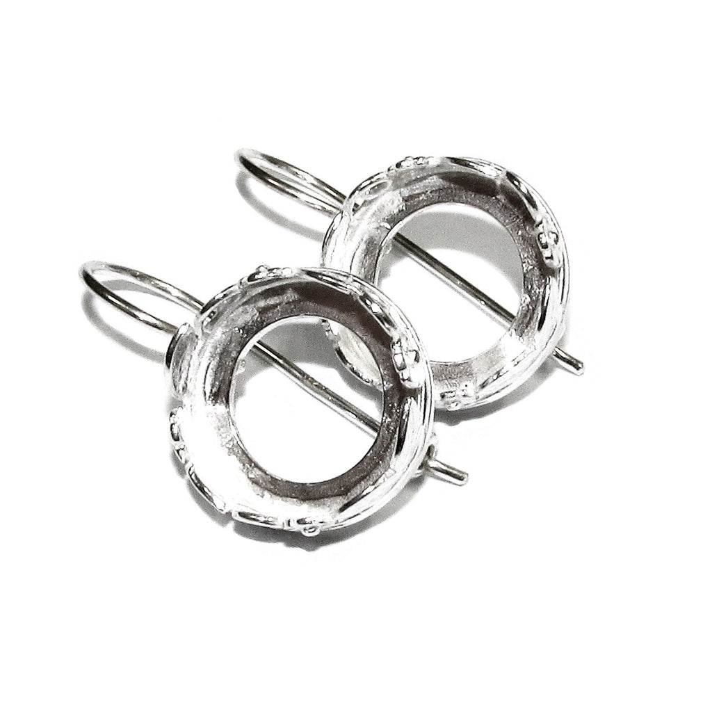 16 mm 925 sterling silver blank earrings with bezel cup, Jewelry making, Setting, bezel cup, base earrings, 925 silver - 1 pair (2 pieces)