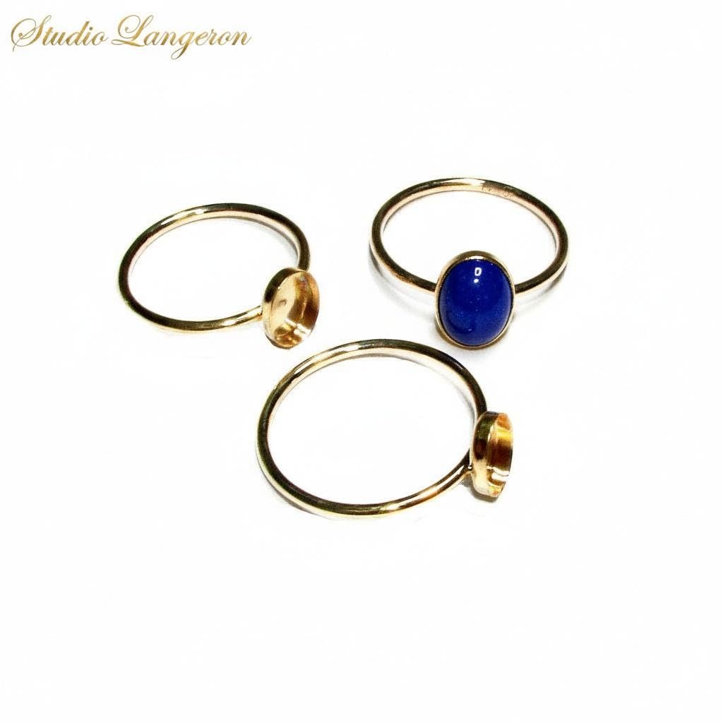 14K Yellow gold filled blank ring with bezel cup 6x8mm size 4 - 11, Base ring, Bezel cup, Jewelry making, Gold filled ring - 1 piece