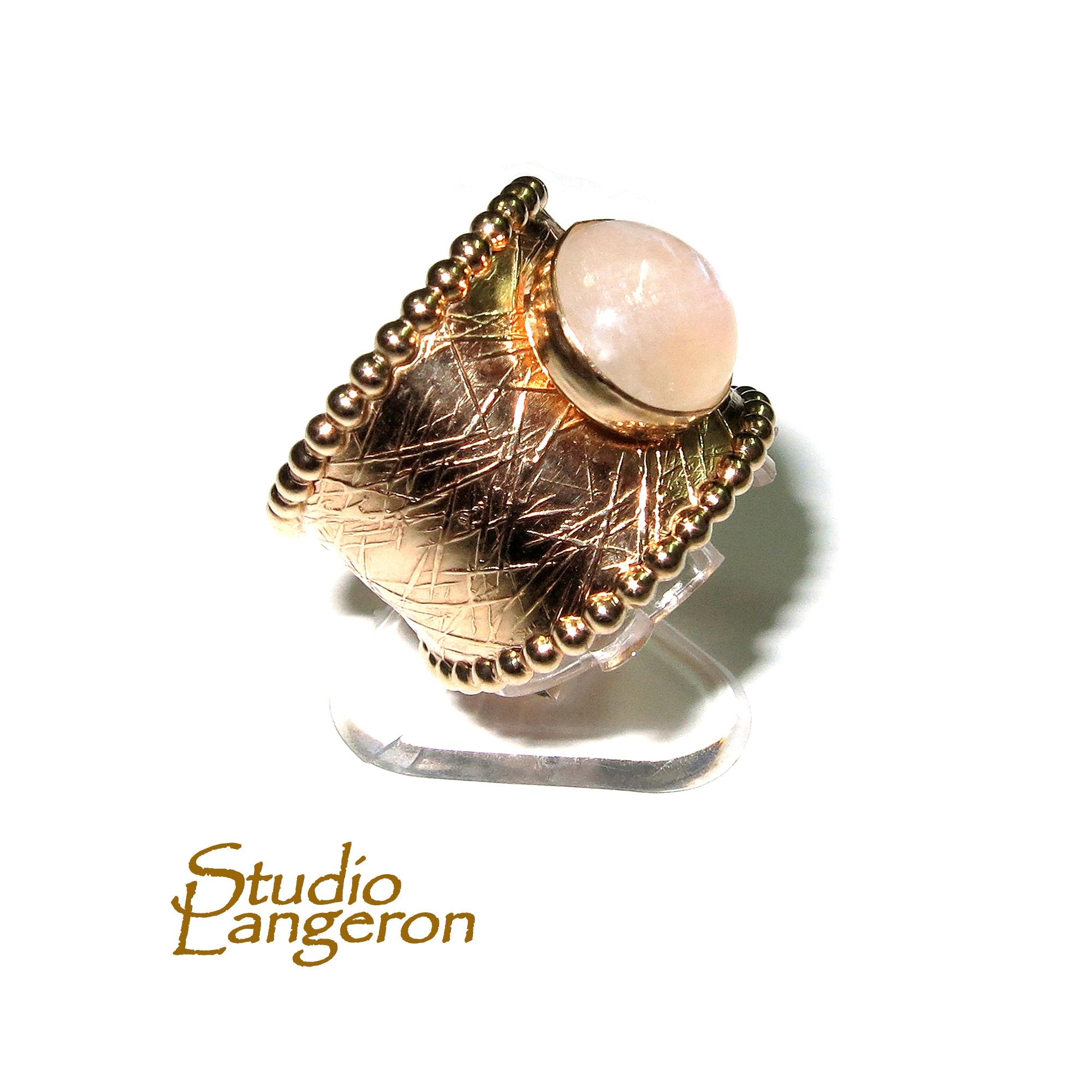 14K Gold Filled handmade moonstone ring size 8, Handmade gold filled ring, Pearl wire, Natural moonstone, gold filled ring, white gemstone