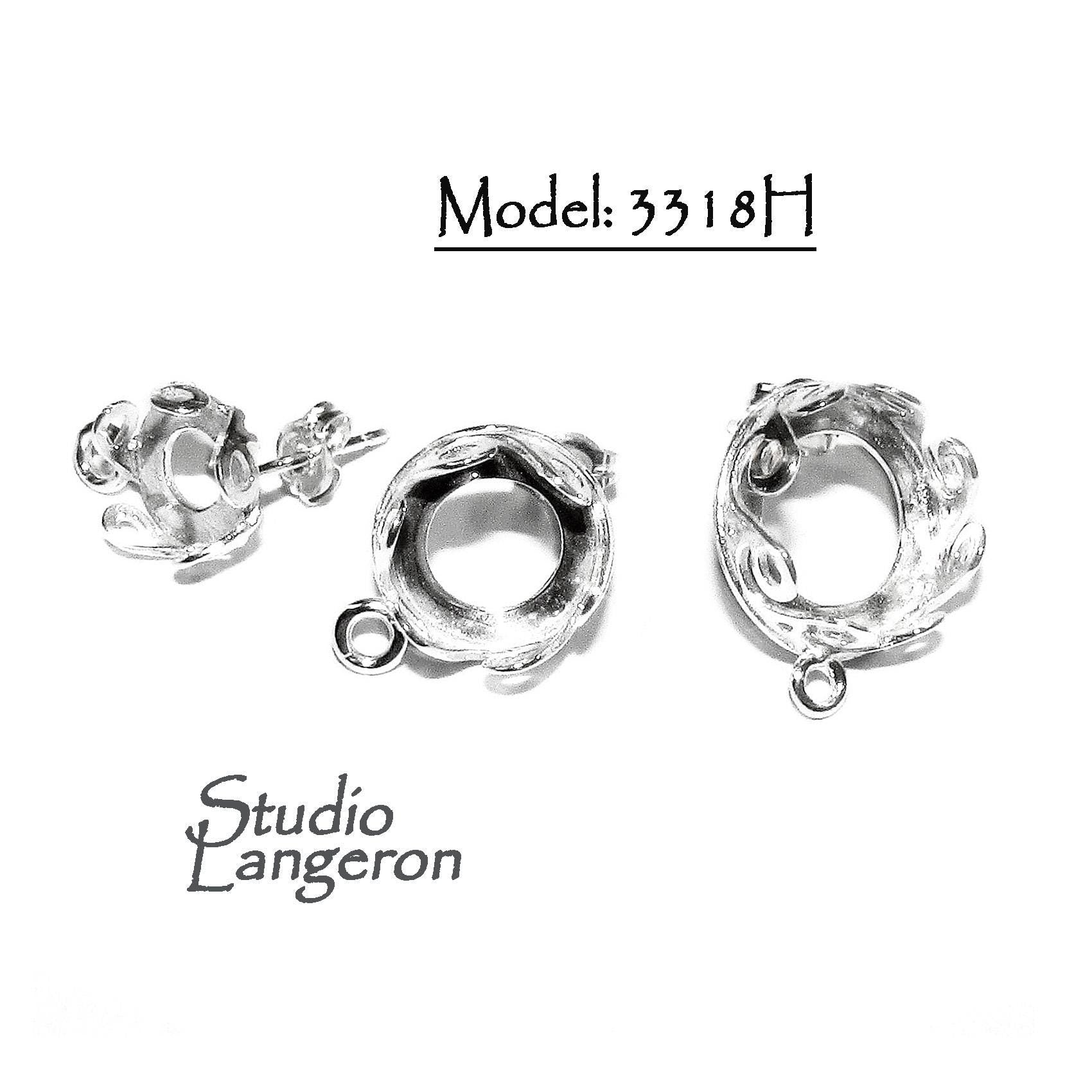 925 Sterling Silver Blank earrings size 8, 10, 12mm with closed ring, Bezel cup, Jewelry making, Base earrings, Mounting - 1 pair (2 pieces)