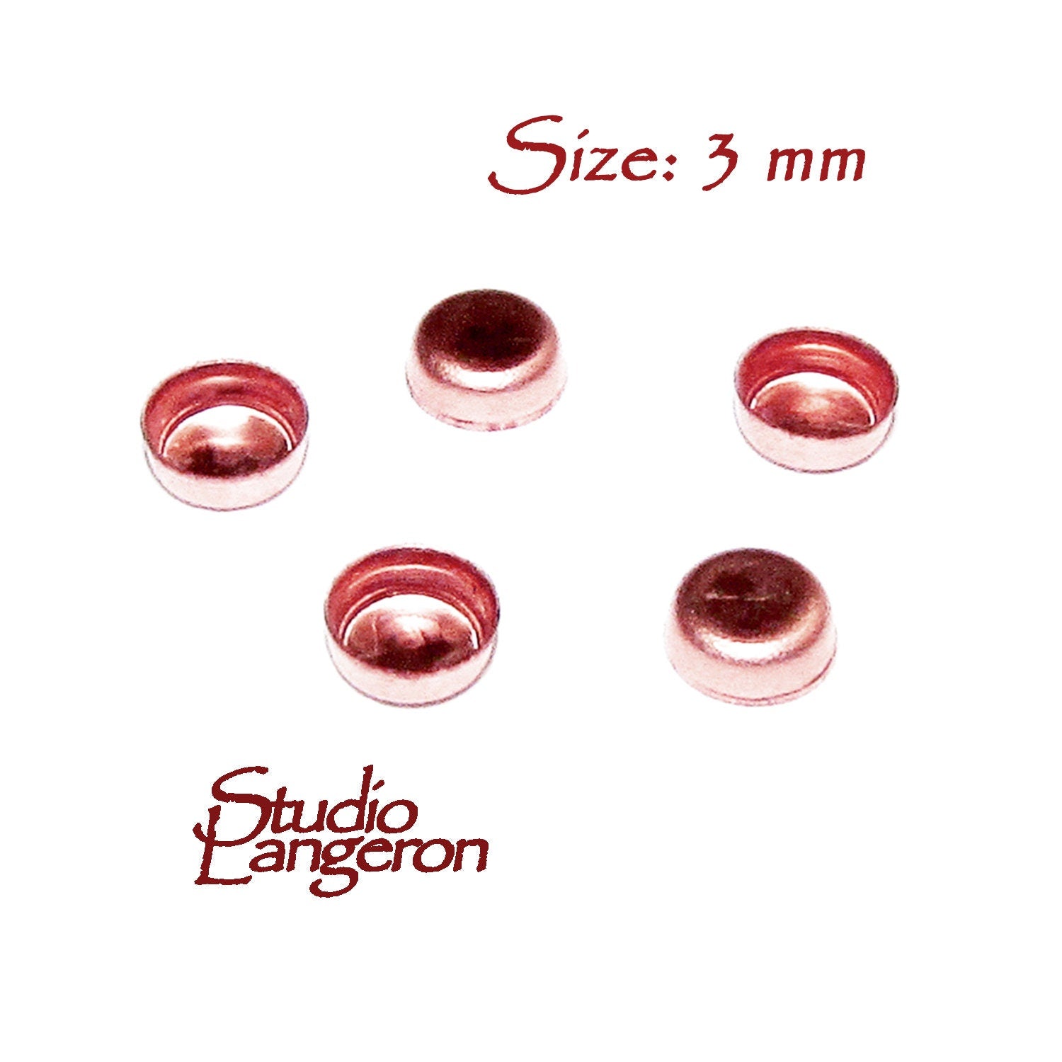 5 pcs 14K Rose solid gold Round Bezel Cups size 3 mm, Bezel cup, Jewelry making, Round bezel cups, 14K solid gold, Setting, Mounting