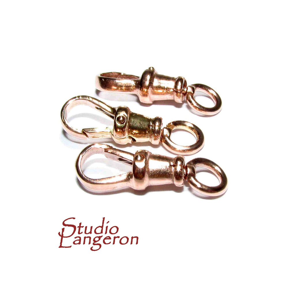 14K Rose solid Gold Albert swivel clasp 19mm with open ring, Solid Gold clasp, Albert clasp, 14K Solid gold, Jewelry making - 1 piece