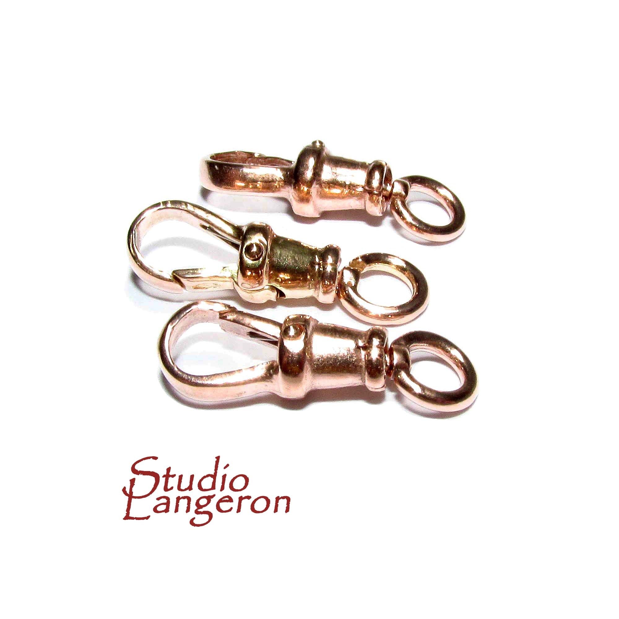 14K Rose solid Gold Albert swivel clasp 19mm with open ring, Solid Gold clasp, Albert clasp, 14K Solid gold, Jewelry making - 1 piece
