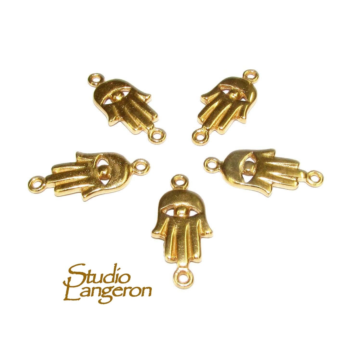 14K Gold filled small connector hamsa size 18x9 mm, gold filled link, Jewelry making, Gold filled, Jewelry link connector hamsa - 1 piece