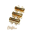14K Yellow Gold Filled Tube Bar Clasp 2-Hole size 4.3x15 mm, Gold Filled Clasps, Slide Clasp, Jewelry making, Tube Slide Clasp - 1 piece
