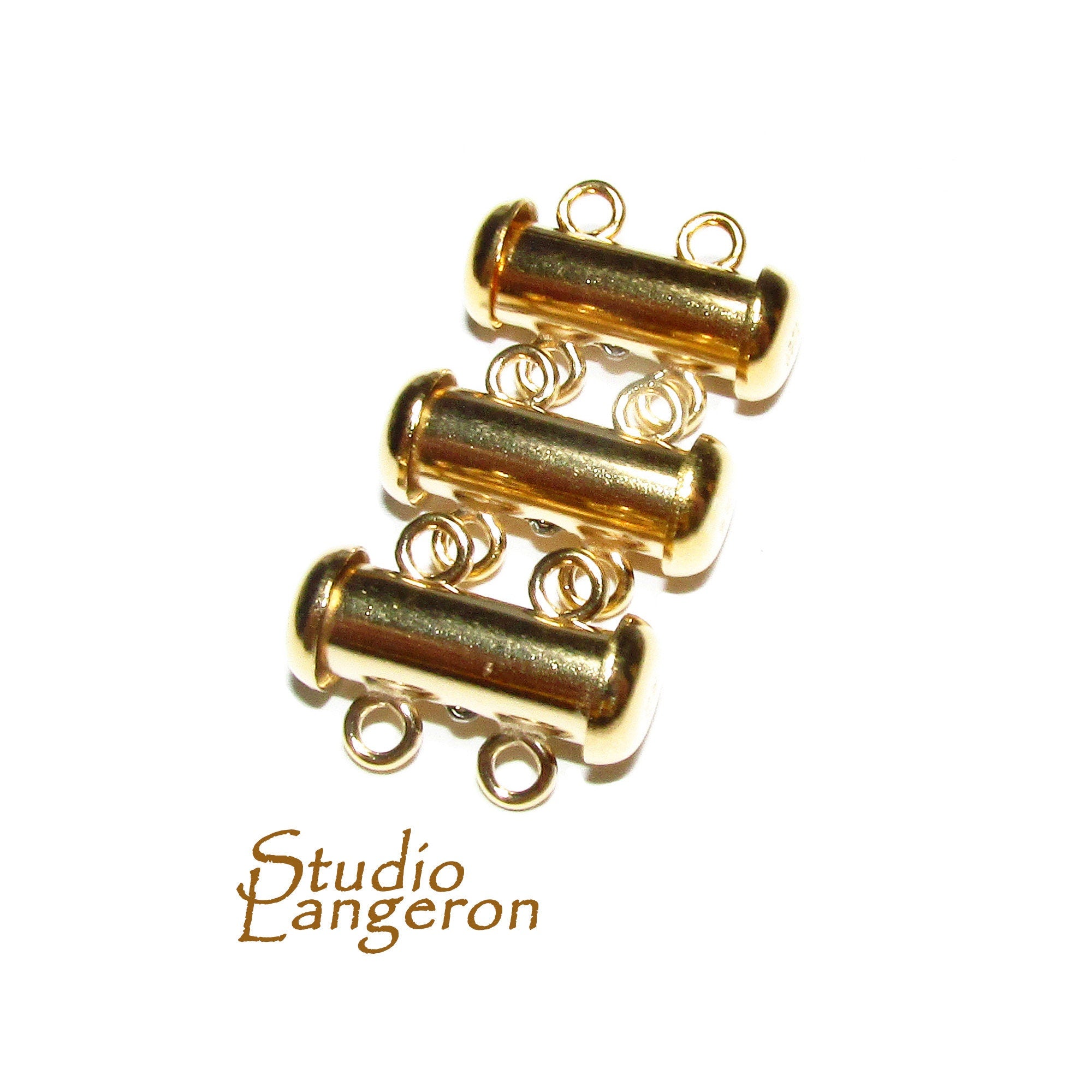 14K Yellow Gold Filled Tube Bar Clasp 2-Hole size 4.3x15 mm, Gold Filled Clasps, Slide Clasp, Jewelry making, Tube Slide Clasp - 1 piece