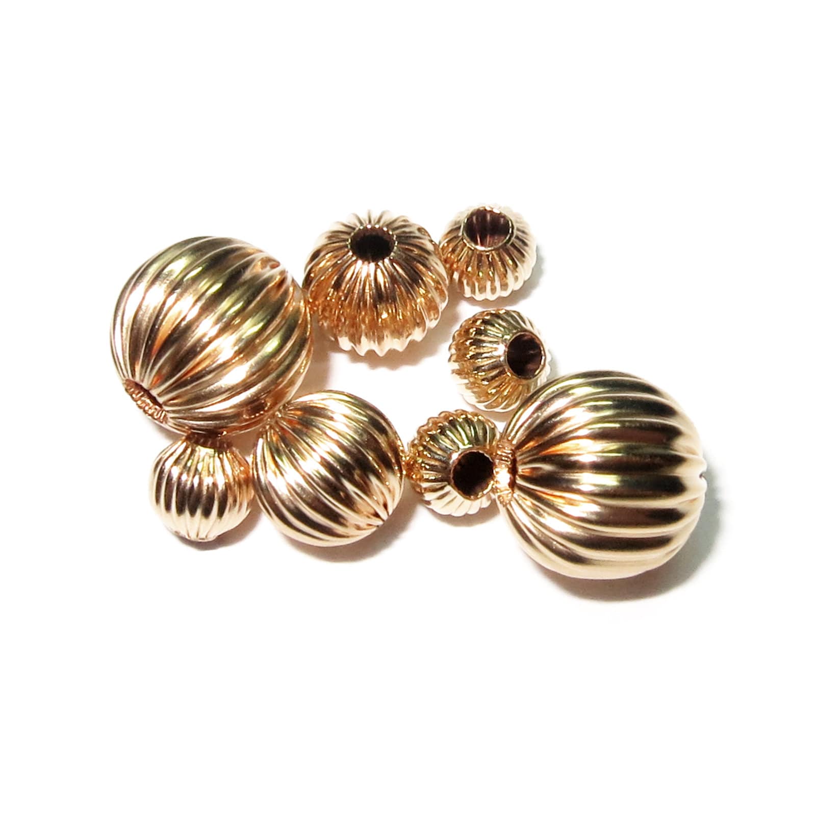 14K yellow gold filled corrugated round beads size 2.5 - 11.0 mm, round gold filled beads, 14K gold filled beads, Jewelry making - 1 piece