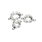 925 Sterling Silver Round Bezel Cup with 2 closed rings, sizes 8-16 mm, Bezel cup, Setting, Jewelry making, Bracelet, Connector - 1 piece