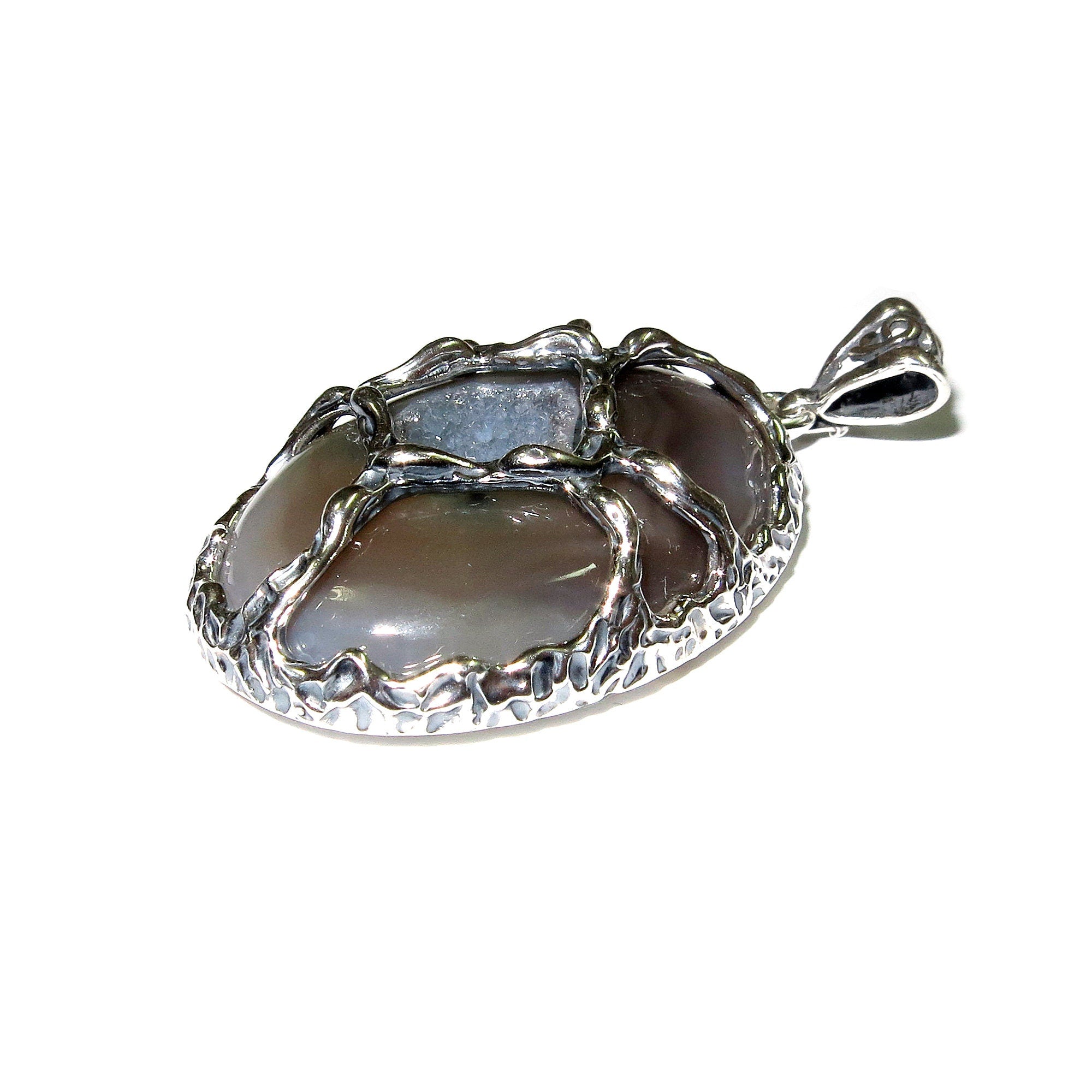 Druze agate brown pendant 925 sterling silver size 3.5x2.5 cm, 100% handmade, single copy, Druse Agate, Handmade pendant, Brown, Gemstone