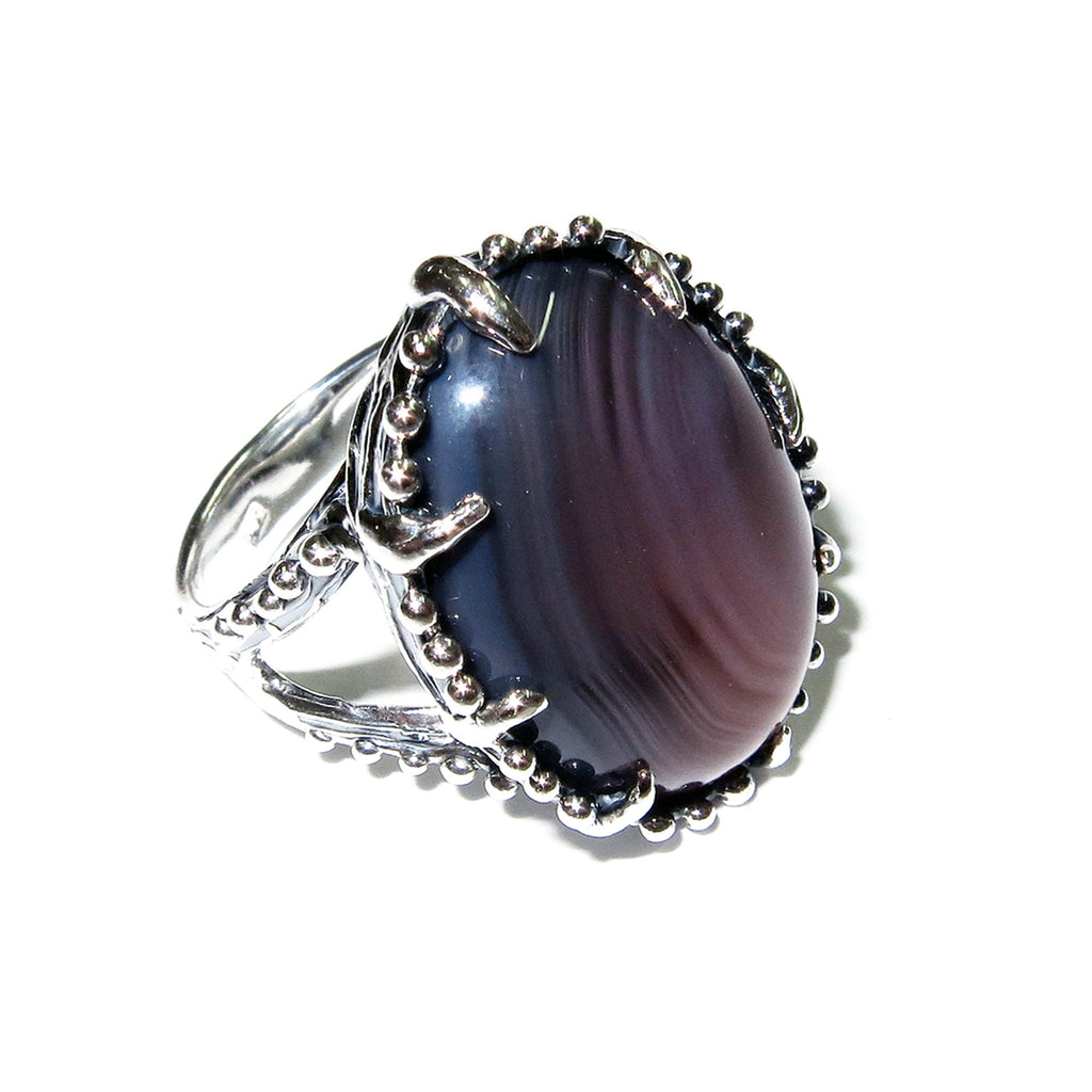 Statement Agate ring 925 sterling silver size 8 1/2, handmade ring, Botswana Agate, single copy, Agate, silver ring, gemstone - 1 piece