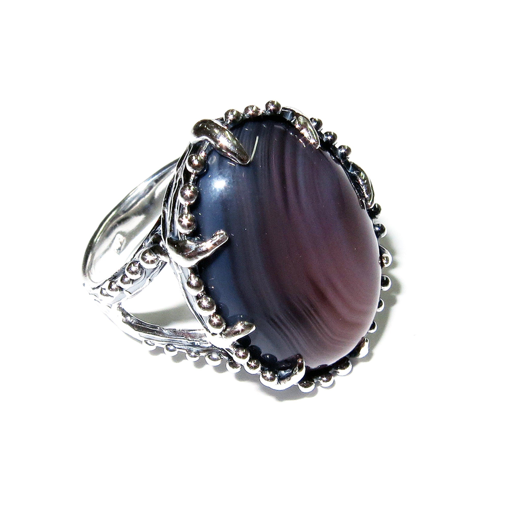 Statement Agate ring 925 sterling silver size 8 1/2, handmade ring, Botswana Agate, single copy, Agate, silver ring, gemstone - 1 piece
