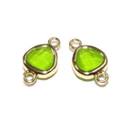14K Gold Filled Checkerboard peridot triangular Link Connector size 8x14 mm, gold filled link, Jewelry making, Connector - 1 piece