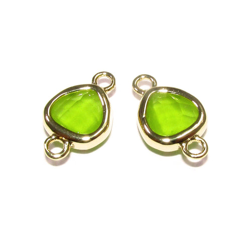 14K Gold Filled Checkerboard peridot triangular Link Connector size 8x14 mm, gold filled link, Jewelry making, Connector - 1 piece