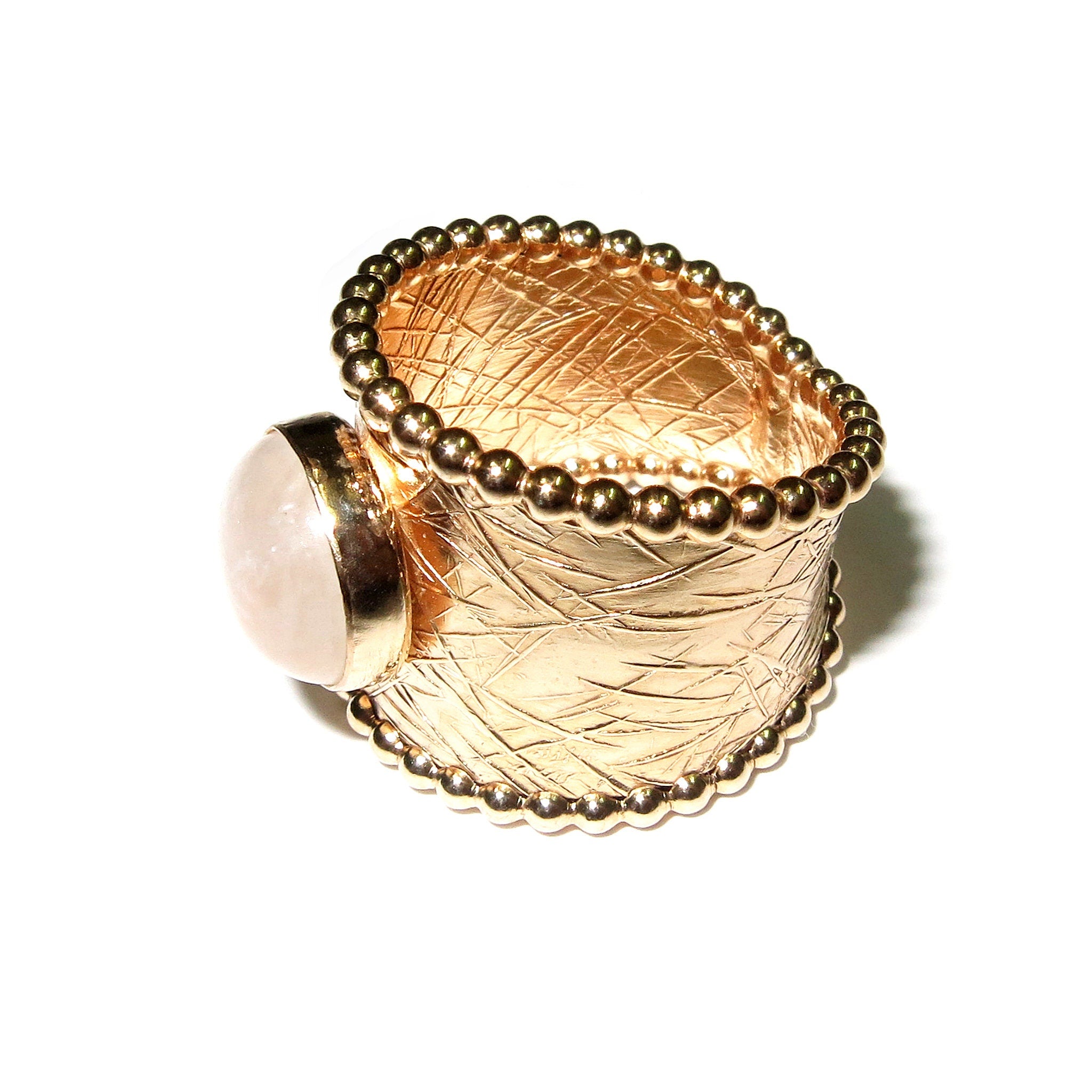 14K Gold Filled handmade moonstone ring size 8, Handmade gold filled ring, Pearl wire, Natural moonstone, gold filled ring, white gemstone