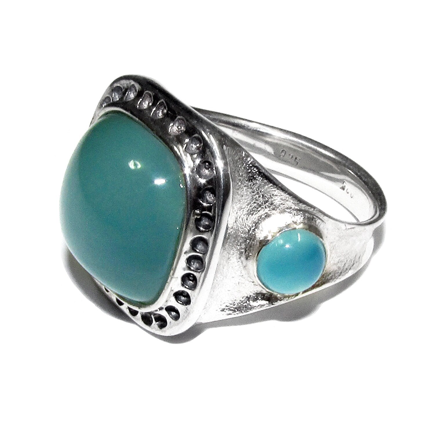 Statement Aqua chalcedony ring 925 sterling silver size 7, Handmade ring, single copy, Aqua chalcedony, Ring, gemstone, Silver ring