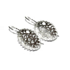 13x18 mm size 925 sterling silver blank earrings with bezel cup, Jewelry making, Setting, bezel cup, Base earrings - 1 pair (2 pieces)