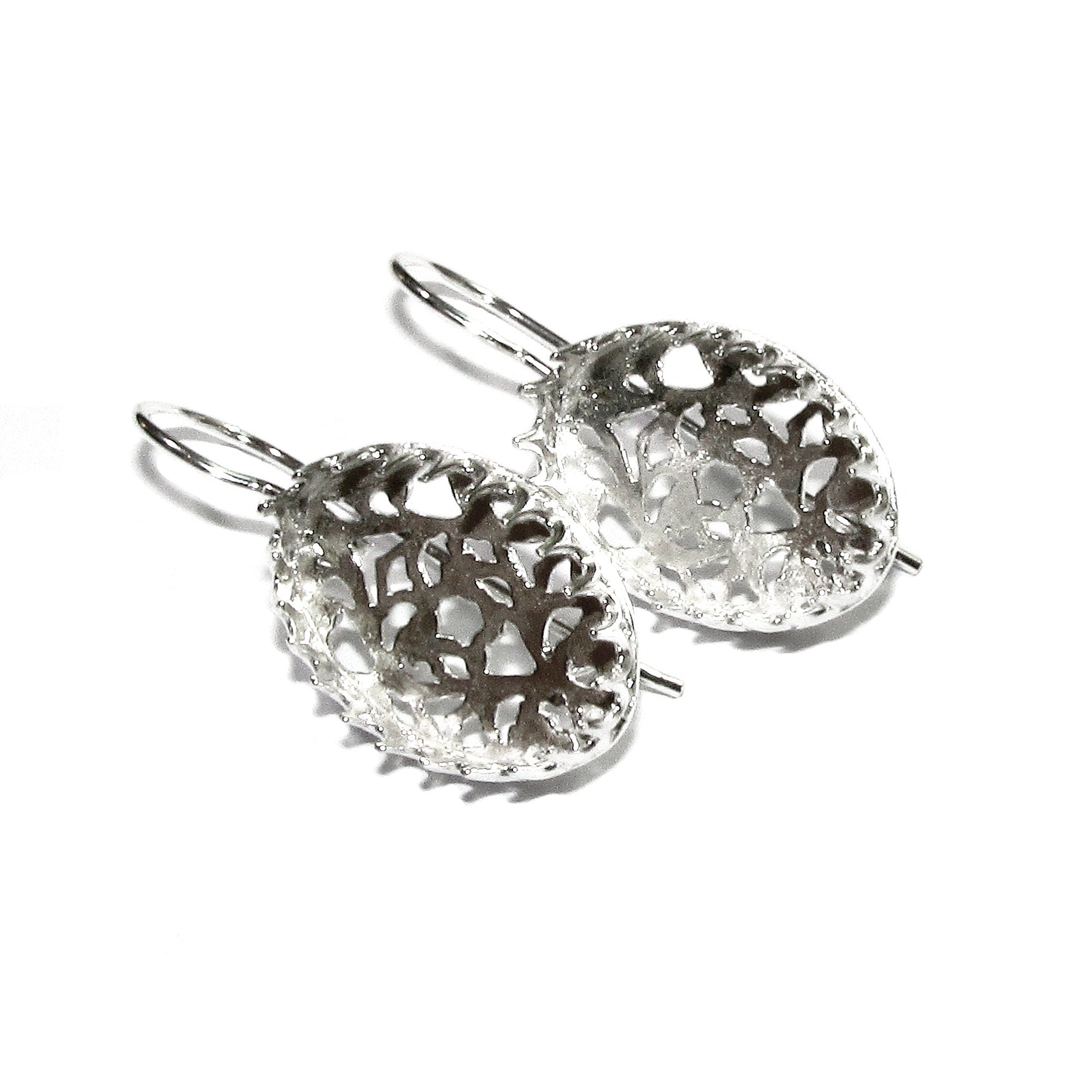 13x18 mm size 925 sterling silver blank earrings with bezel cup, Jewelry making, Setting, bezel cup, Base earrings - 1 pair (2 pieces)