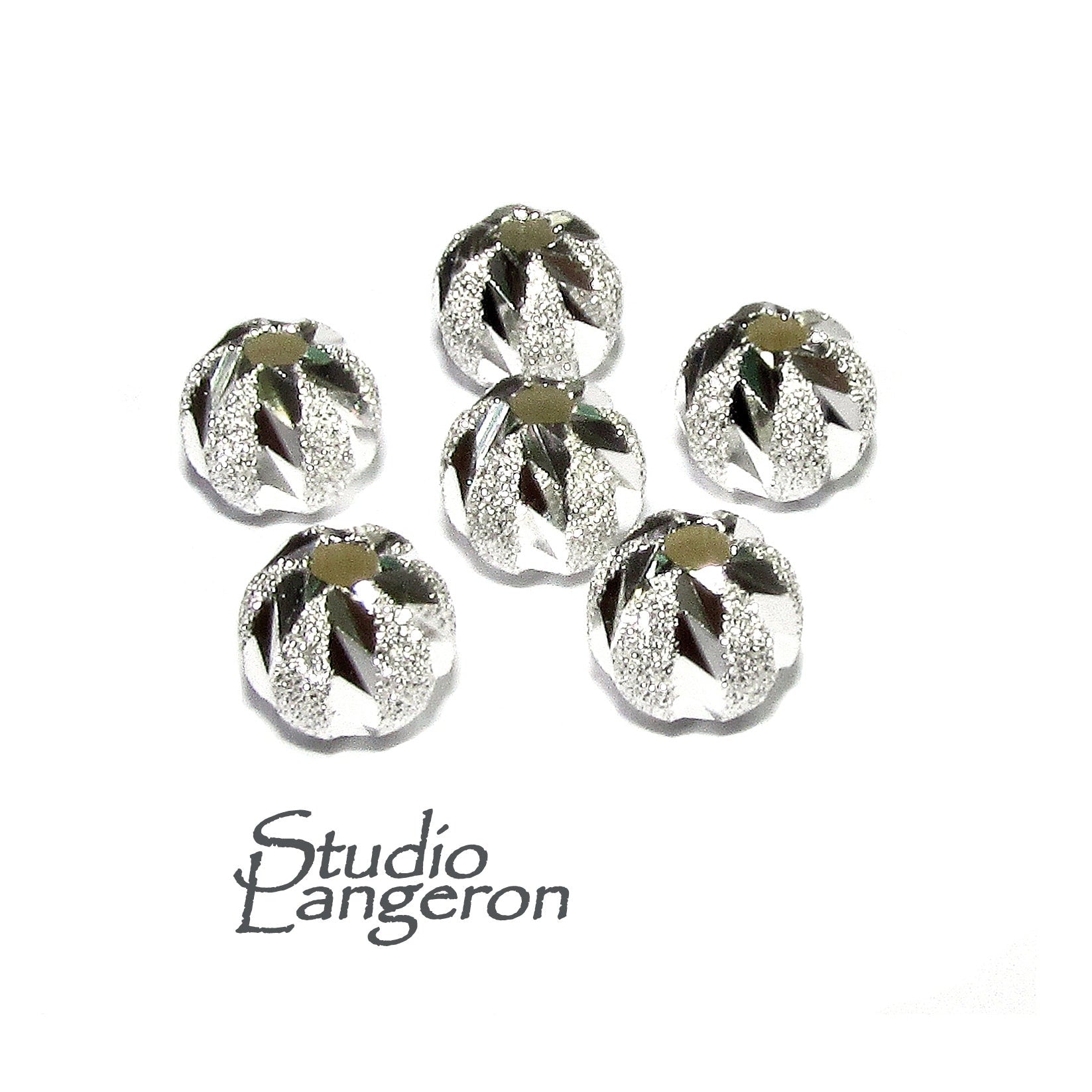 925 sterling silver diamond cut shiny beads size 6 mm, diamond cut beads, Jewelry making, silver round beads, silver findings - 1 piece