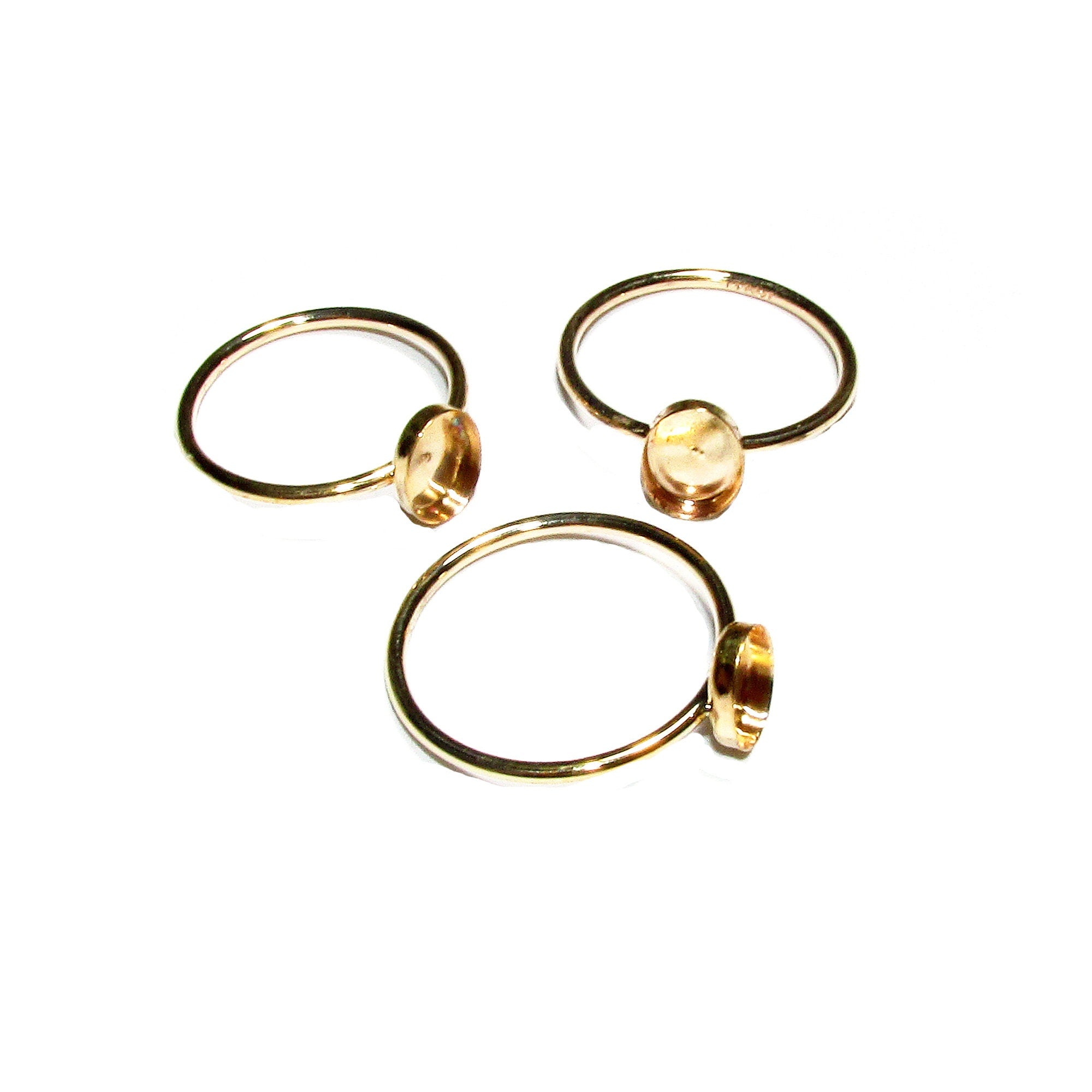 14K Yellow gold filled blank ring with bezel cup 6x8mm size 4 - 11, Base ring, Bezel cup, Jewelry making, Gold filled ring - 1 piece