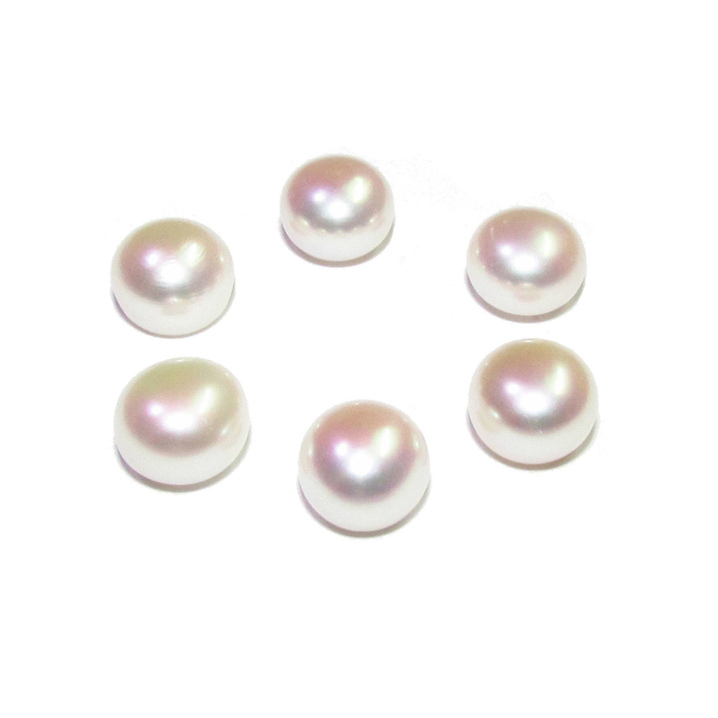 8 mm white pearls half-drilled Cabochon, Natural Pearl, white pearls Gemstone, Round pearl, Jewelry making, ring, earrings - 1 piece