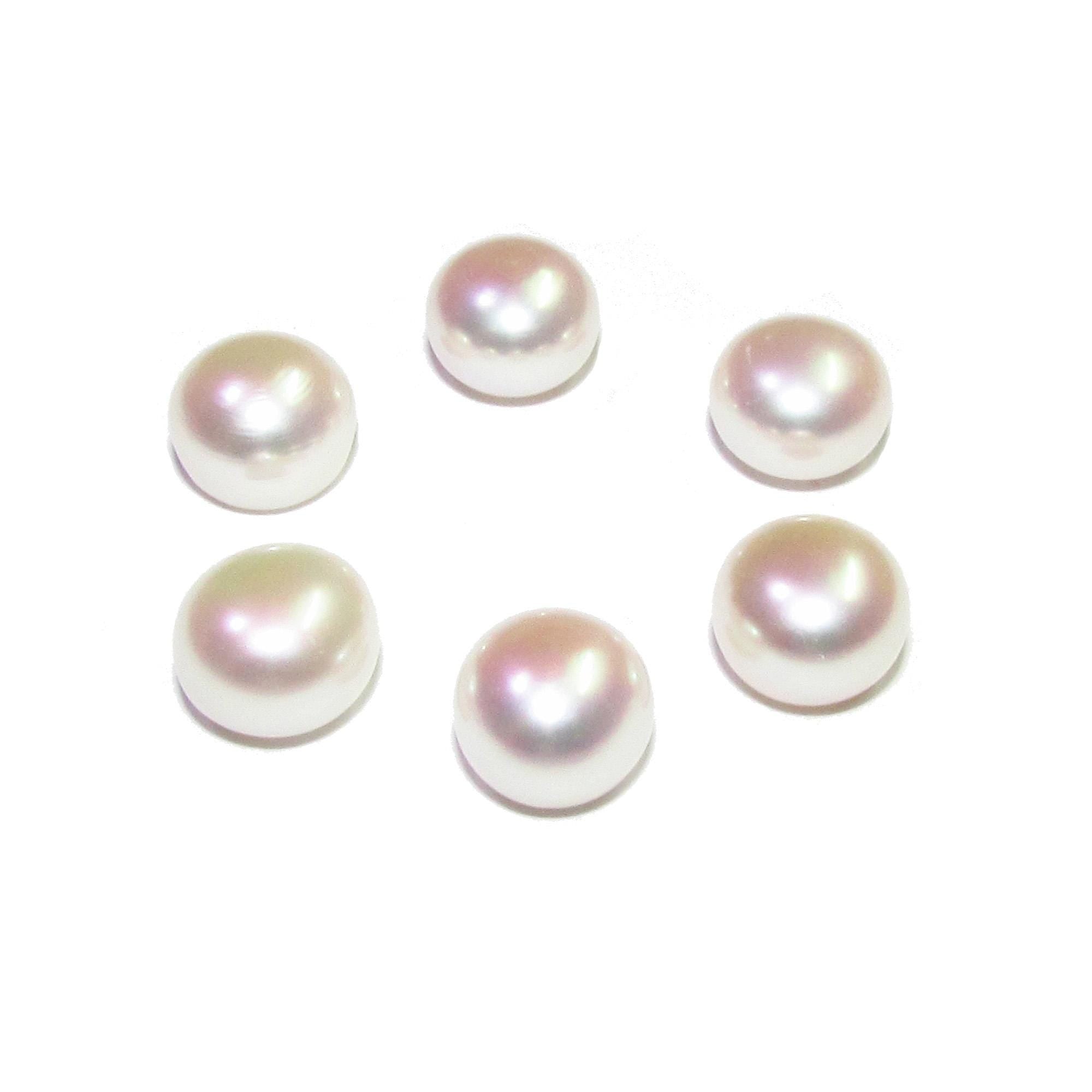 8 mm white pearls half-drilled Cabochon, Natural Pearl, white pearls Gemstone, Round pearl, Jewelry making, ring, earrings - 1 piece