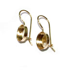 14K Solid gold blank earrings with bezel cup 10 mm, Jewelry making, Setting, bezel cup, base earrings, Earrings mounting - 1 pair (2 piece)