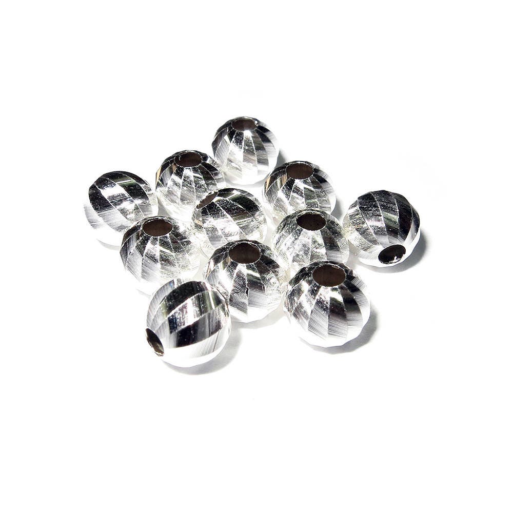 925 sterling silver diamond cut beads size 6 mm, diamond cut beads, Jewelry making, silver beads, sterling silver, silver findings - 1 piece