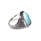 Statement Natural Larimar ring 925 sterling silver size 8, Handmade ring, single copy, Larimar, silver ring, Statement ring, cocktail ring