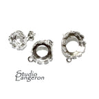 925 Sterling Silver Blank earrings size 8, 10, 12 mm with closed ring, Bezel cup, Base earrings, Jewelry making, Setting - 1 pair (2 pieces)