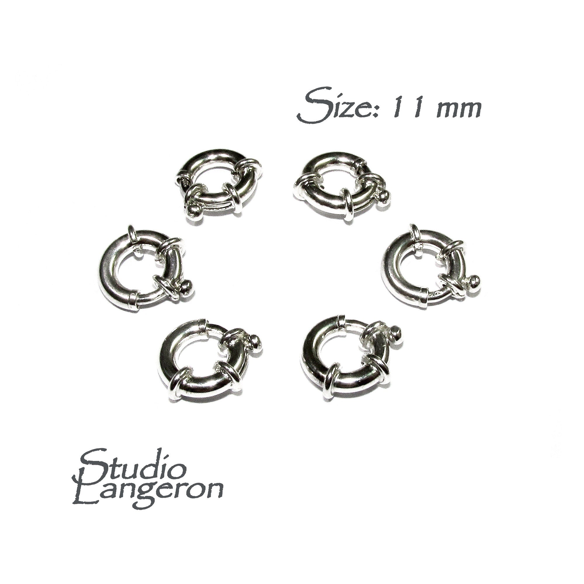 925 Sterling Silver Spring ring Clasps sizes 11 mm, Spring ring clasp, Jewelry making, Sterling silver, 925 Silver clasp, Clasp - 1 piece