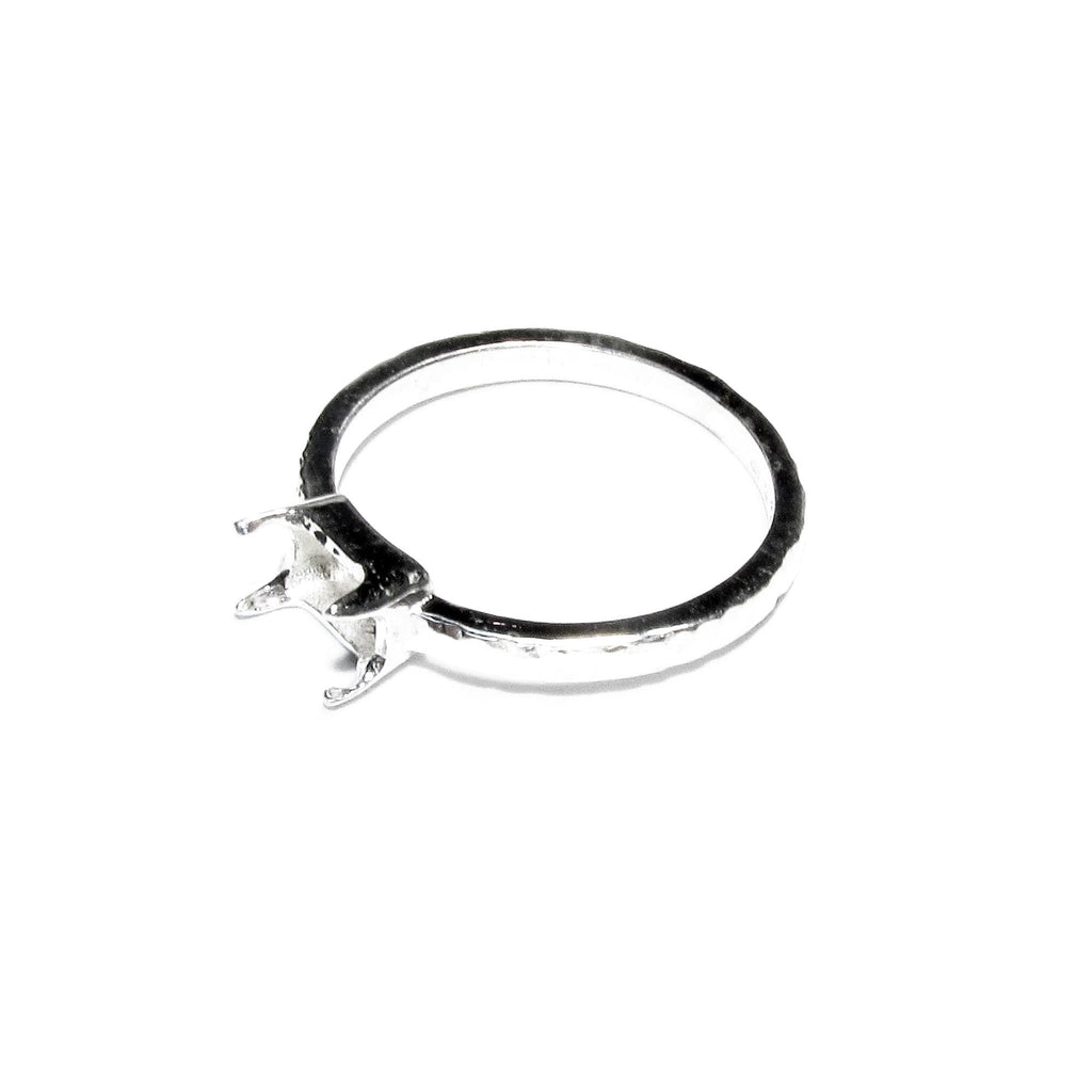 925 sterling silver blank ring with rectangular Prong Setting 4x6mm size 4-11, Jewelry making, base ring, Setting, Prong setting - 1 piece