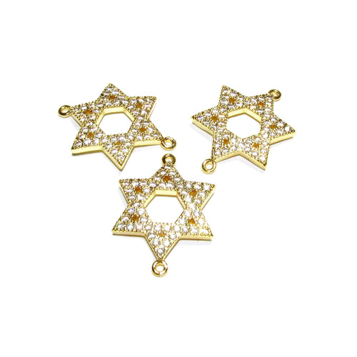 14K Gold filled large connector Magen David with crystals size 21mm, gold filled link, Jewelry making, link connector Magen David - 1 piece