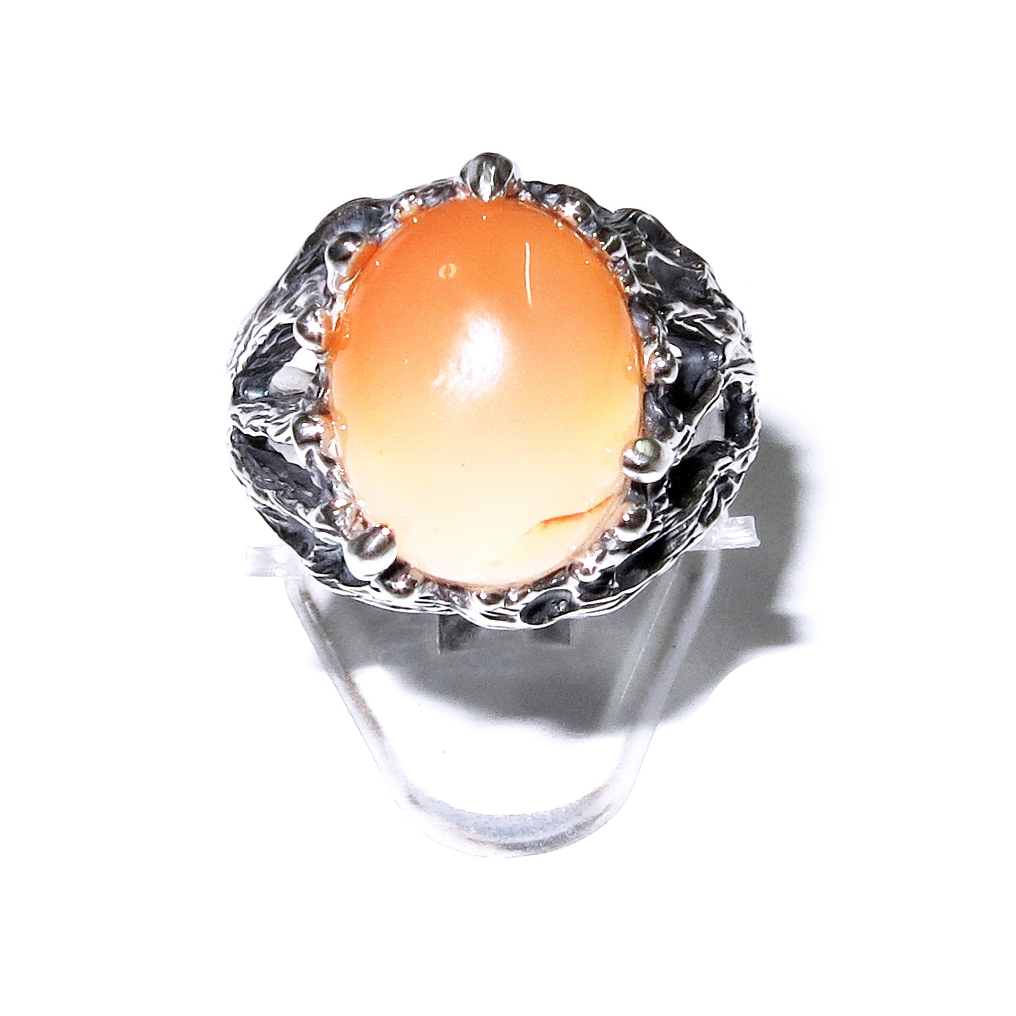Statement Natural opal ring 925 sterling silver size 8, Handmade ring, single copy, sterling silver, Orange opal, silver ring, gemstone