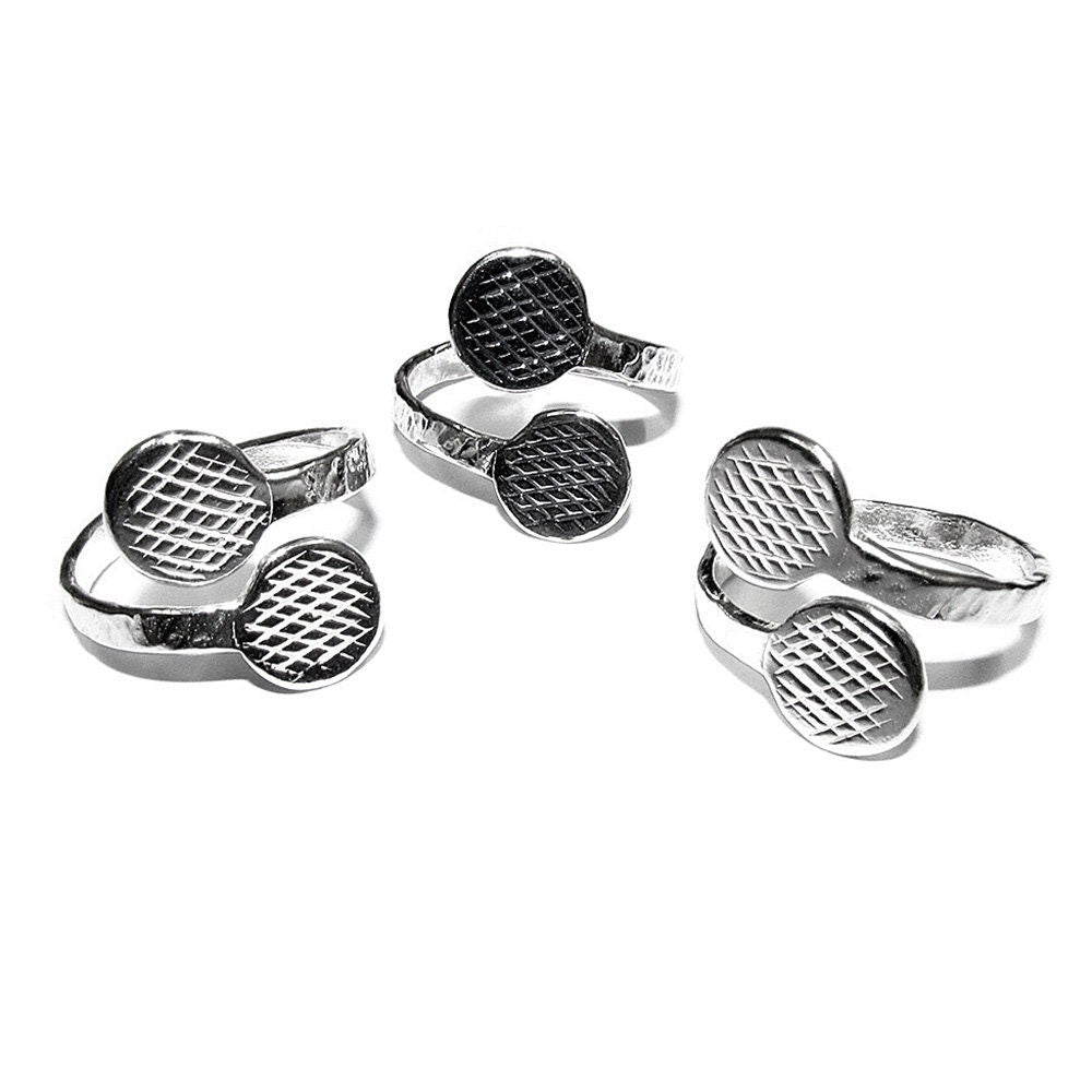 925 sterling silver open blank ring with two platform for gluing cabochons, silver ring, base ring, Jewelry making, open ring - 1 piece