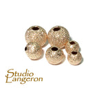 14K solid yellow gold round stardust beads size 3 - 12 mm, 14K solid gold beads, stardust beads, gold round beads, 14k solid gold - 1 piece