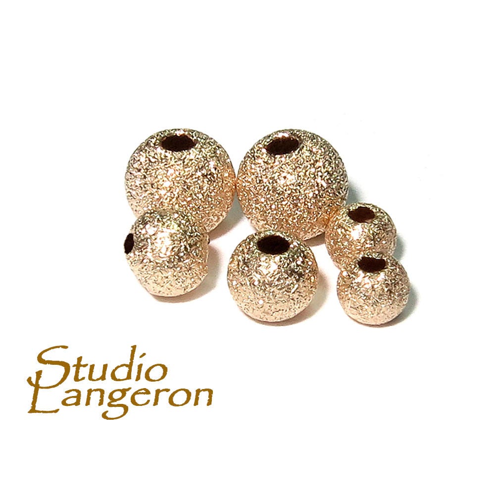 14K solid yellow gold round stardust beads size 3 - 12 mm, 14K solid gold beads, stardust beads, gold round beads, 14k solid gold - 1 piece