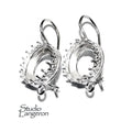 12 mm 925 sterling silver blank earrings with bezel cup and closed ring, Jewelry making, Setting, bezel cup, base earring - 1 pair (2 piece)