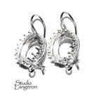 12 mm 925 sterling silver blank earrings with bezel cup and closed ring, Jewelry making, Setting, bezel cup, base earring - 1 pair (2 piece)